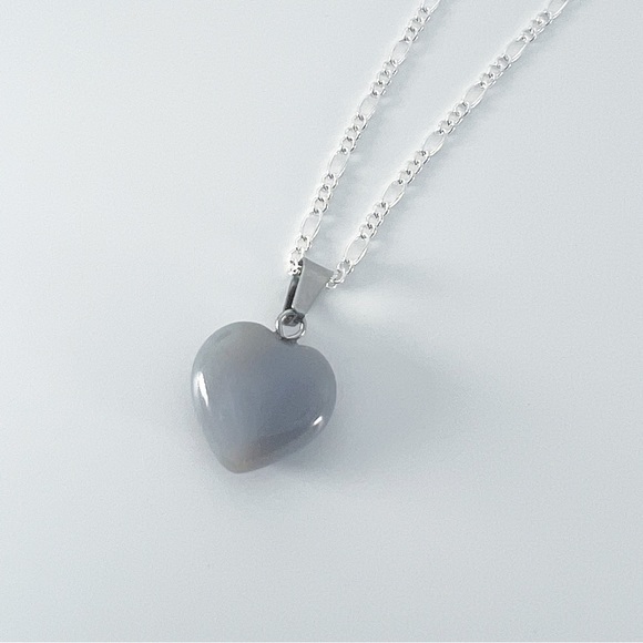 Porcelain Jasper and Angelite Pendant Necklace Earrings Lot Sterling Silver New - Picture 6 of 15